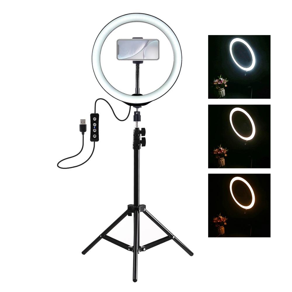 PULUZ PKT3035 10 Inch USB Video Ring Light With 110cm Light Stand Dual