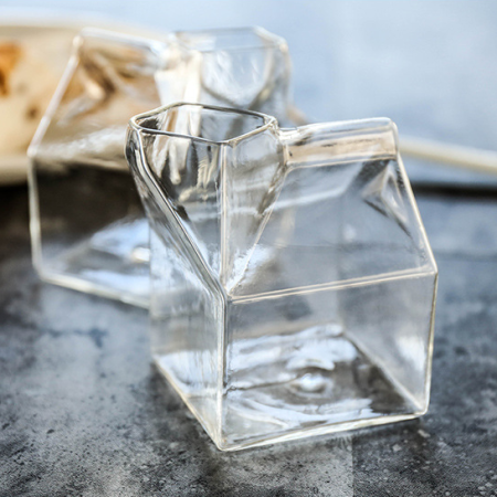 Creative Glass Milk Box Design