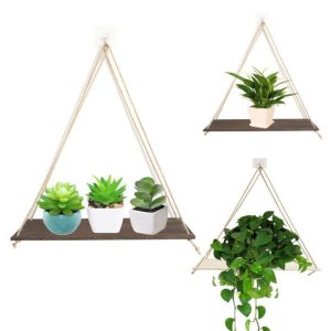 Hanging rope rack Wall Mounted Shelves Plant Flower Pot Rack Beautiful Decoration