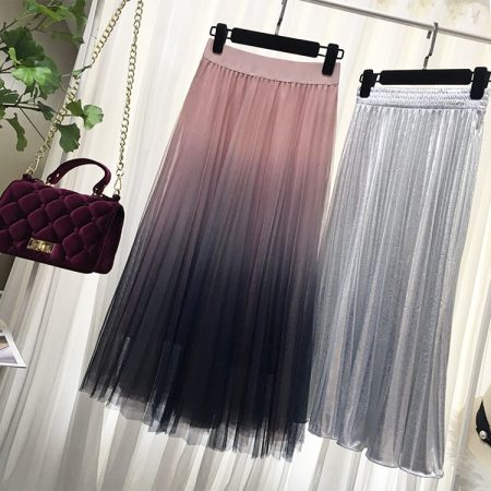 Long Tulle Skirt Gradient Color