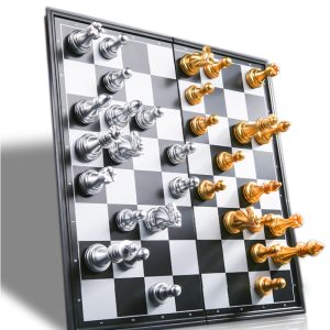 Magnetic Chess Set Gold Silver Pieces