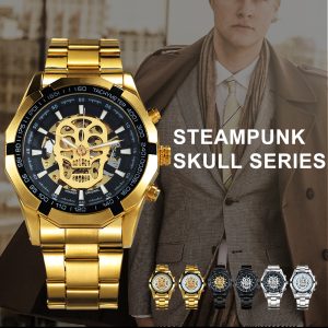 Mechanical Watch Gold Skull Timepiece