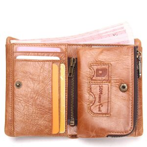 Multifunctional Business Vintage Multi-Card Slots Holder with Detachable Coin Bag Genuine Leather Men Wallet