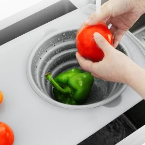 Sink Cutting Board with Strainer