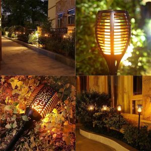 Solar Flame Torch Garden LED Lamp