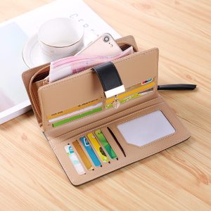 Women PU Leather Large Capacity Zipper Pouch Card Slot Wallet for Xiaomi Moible Phone Under 5.5 Inch Non-original