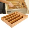 Wooden Drawer Organizer 5-Grid Cutlery Holder