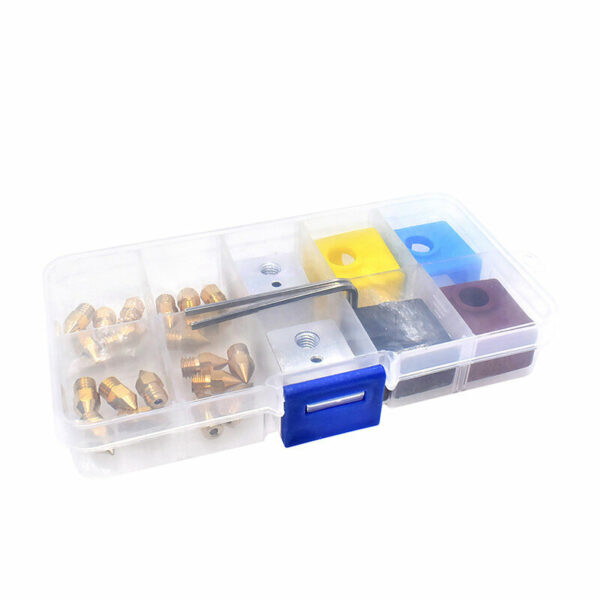0.2mm+0.3mm+0.4mm+0.5mm Nozzle + Extruder Block + Silicone Case Box Set for 3D Printer Part