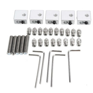 0.3&0.4&0.5mm Stainless Steel Nozzle + Aluminum Heating Block + M6-30mm Nozzle Throat + L-type Wrench Kit for 1.75mm Filament