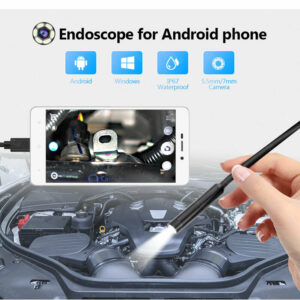 5.5mm Inspection Camera Flexible IP67 Waterproof Micro Industrial Inspection Borescope for Android Phone PC 6LED Adjustable