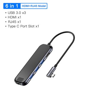 Baseus 6-in-1 Type-C Hub Adapter With 3 * USB 3.0 + Type-C PD Charging Port + Rj45 + 4K HDMI Display Interface