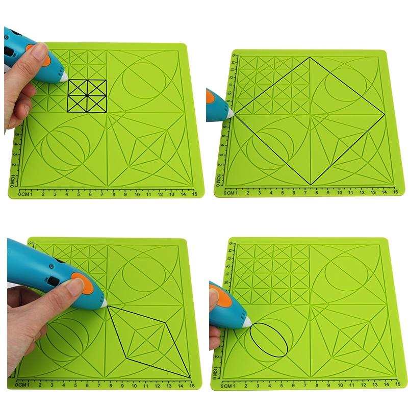 3D Pen Mat, 3D Printing Pen Silicone Design Mat With Basic Template & Two  Silicone Finger Caps 