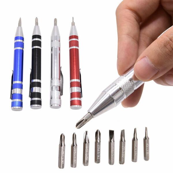 Multifunctional 8 In 1 Mini Aluminum Precision Pen Screwdriver Set Repair Tool 3D Printer Accessories