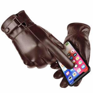 Universal Winter Warm Waterproof Windproof Anti-Slip PU Leather Soft Velvet Lining Touch Screen Outdoor Sports Motorcycle Riding Gloves
