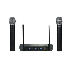 110V-220V Multifunction VHF Wireless Radio Dual Microphone System KTV Handheld Mic Household Amplifier