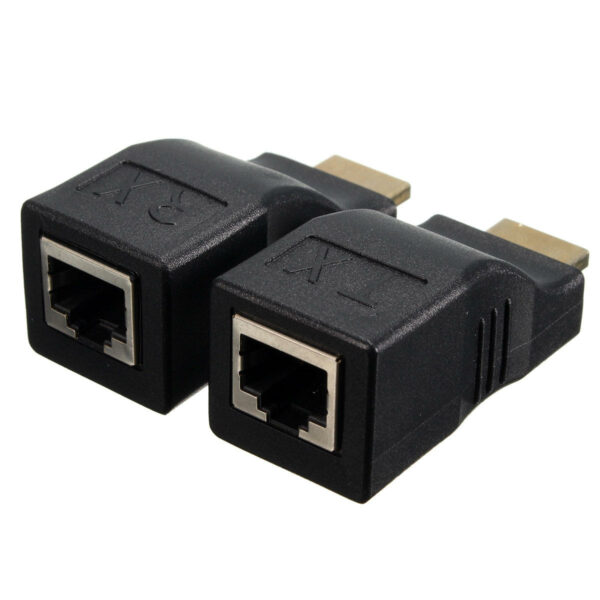 2Pcs HD to RJ45 Network Lan Ethernet Cable Extender Over by Cat 5e/6 HD 1080P 3D