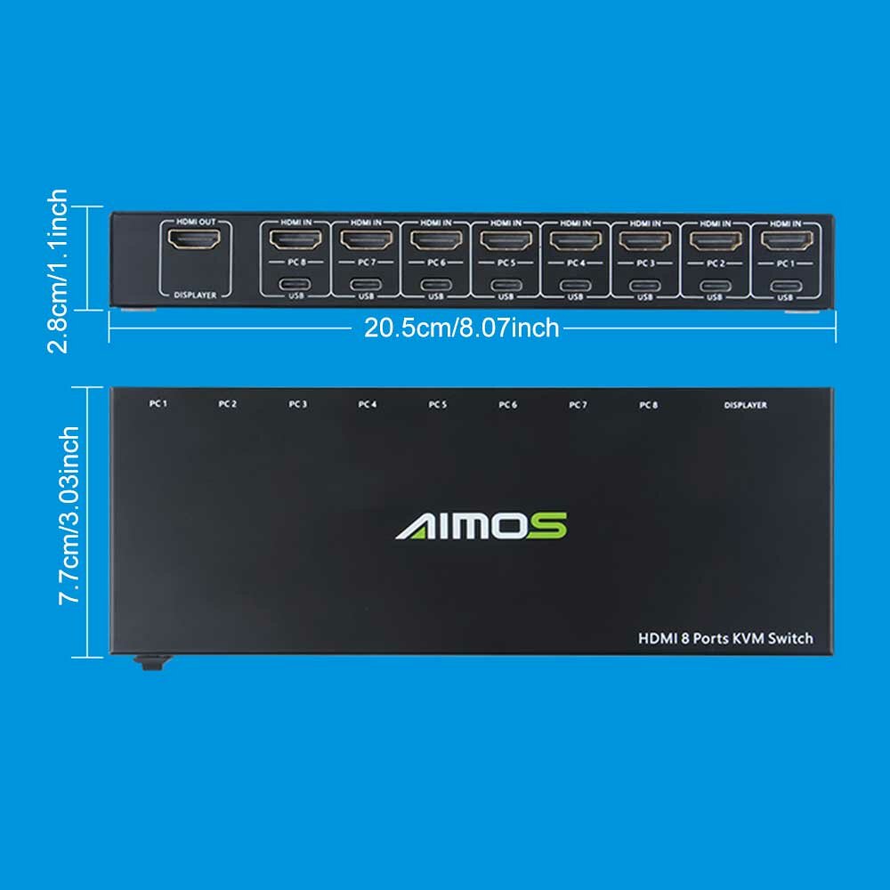 AIMOS AMKVM801 Switch 8 In 1 Out 8 in 4 Out HDMI HUB Switcher Box