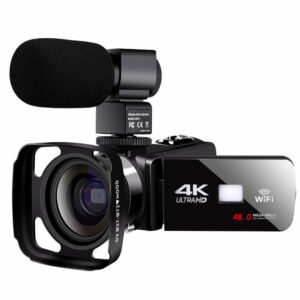KOMERY AF2 48M 4K Video Camera Camcorder for Vlogging Live Broadcast NightShot 3.0 inch Touch Screen Anti-shake Camcorder WIFI APP Control DV Video Recording with Microphone Lens Light