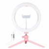 PULUZ PKT3072F 10.2 inch Light + Desktop Tripod Mount USB 3 Modes Dimmable LED Curved Diffuse Light Ring Selfie Photography Video Lights with Phone Clamp