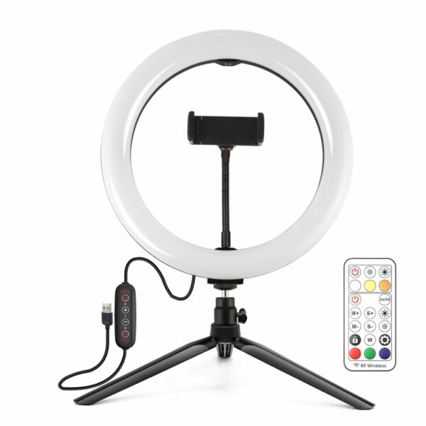 PULUZ PKT3082B 26cm Marquee RGBWW LED Ring Light 168 LED Dual-color Dimmable Video Lights for Youtube Tiktok Live Broadcast Selfie Photography