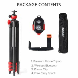 ZOMEI T60 Mobile Phone Holder With Bluetooth Remote Control Camera Tripod For IPhone/Galaxy/Huawei/Xiaomi For Gopro For SLR