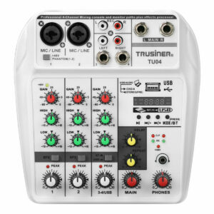 6W Portable bluetooth Sound Card 4 Channel Mixing Console Home Mini USB Mixer with UK US Plug