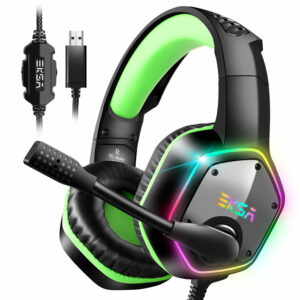 EKSA E1000 Gaming Headphone 7.1 Virtual Surround RGB Light USB Professional Gaming Headset with Noise Cancelling Mic for PC Laptop