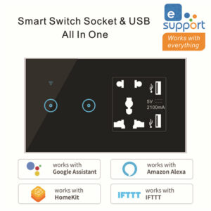 KINGART Wifi Smart Light Switch Ewelink/Smart Life App Control Wireless Interruptor Wall Outlets with Universal Electrical Plug Sockets/2* USB work with Alexa Google Home