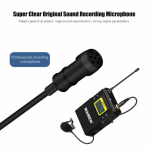 MAMEN WMIC-01 UHF Dual-Channel Wireless Microphone System 2 Transmitters 1 Receiver 50 Channels Microphone for Camera Phone