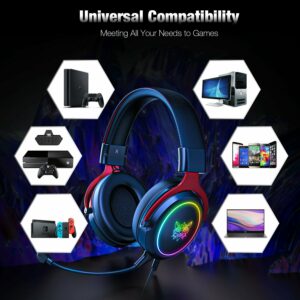 ONIKUMA X10 Wired Gaming Headphones Stereo 50MM Dynamic Noise Reduction RGB Luminous 3.5MM Gamer Headset with Detachable Mic