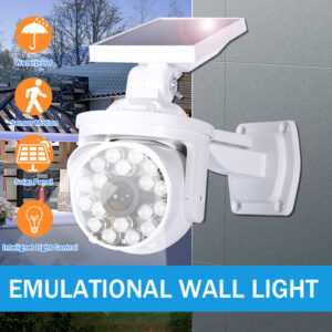 Solar Powered LED Wall Light Simulation Dummy Camera Toy PIR Motion Sensor Waterproof Outdoor Lamp