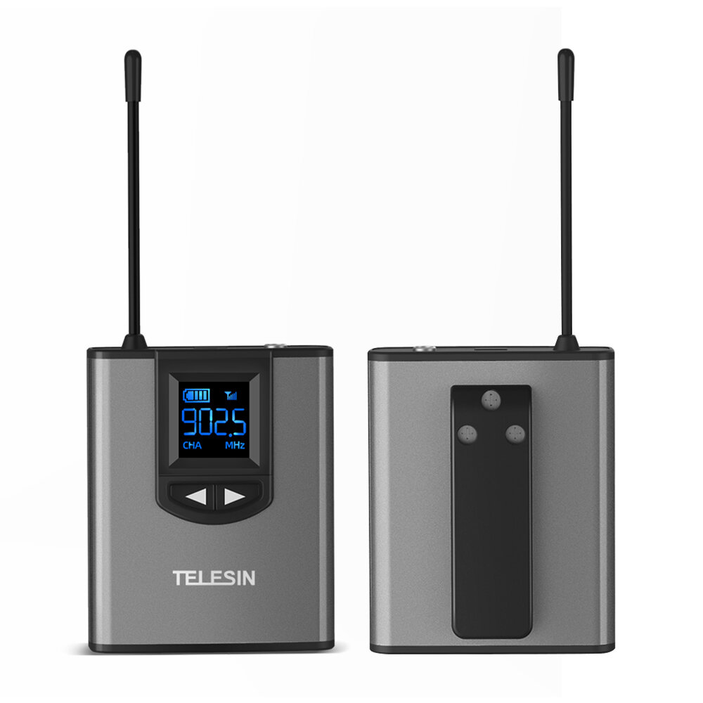 TELESIN Wireless Lavalier Microphone Set with Handheld, Headset