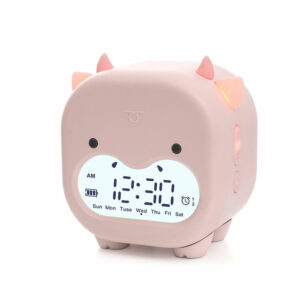 Timing Cow Shape Alarm Clock Digital Creative Electronic Clock Children's Student Voice Report Clock USB Charging