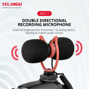 YELANGU MIC11 Microphone Double Directional Noise Reduction Recording Microphone for  Mobile Phone DSLR Interview Broadcast Vlogging YouTube