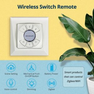 Zemismart Tuya ZB 6 Channels Smart Wireless Switch Wall Remote with Push Button Works with Alexa Google Home