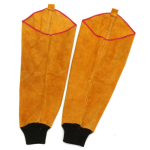 1 Pair Cow Leather Welding Sleeves with Elastic Cuff Protect Welder Leather Sleeves