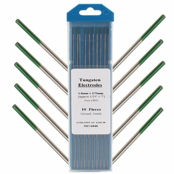 10Pcs 1mm x 175mm Green Tip Pure Tungsten Electrode For TIG Welding
