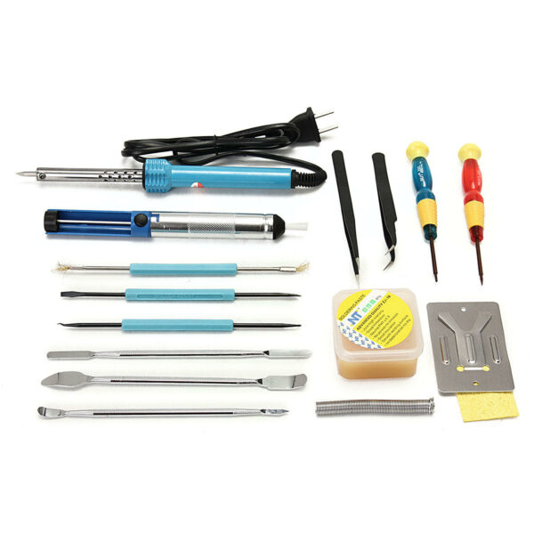 17in1 Electric Soldering Tools Kit Set Iron Stand Desoldering Pump 30W 110V