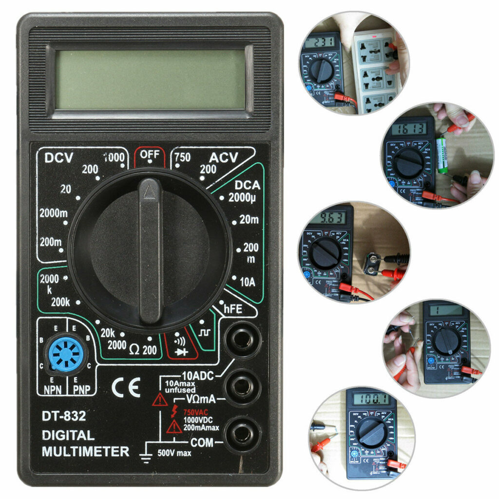 DANIU DT832 Digital LCD Multimeter Ohm Voltage Ampere Meter Buzzer