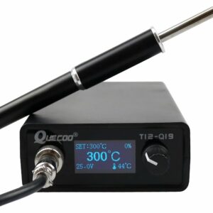 T12-Q19 Digital Soldering Station Electronic Soldering Iron OLED 1.3inch AC/DC Power with M8 Metal Handle Iron Tips