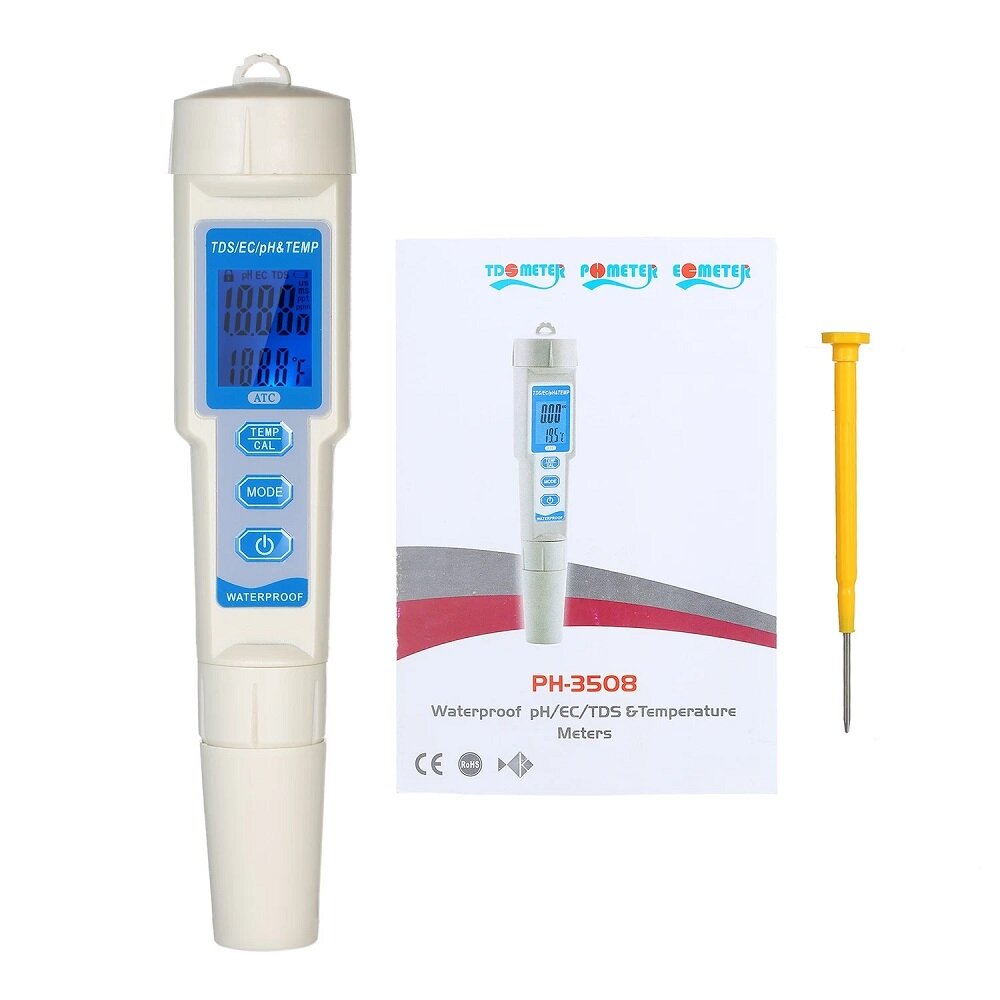 4-in-1 Water Quality Tester Pen Waterproof Water Quality Analysis ...