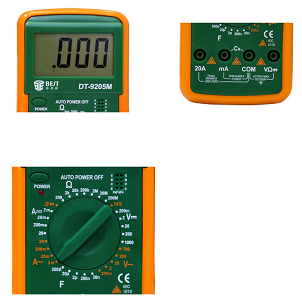 BEST DT9205M LCD AC DC Volt AMP OHM Electrical Digital Multimeter ...