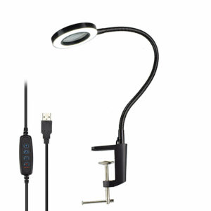 Balck USB Magnifying Glass 3X Vise Table Clamp Magnifier 42 SMD LED Lights Flexible Desk Lamp