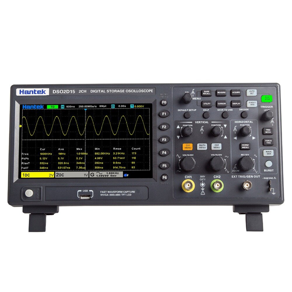 Hantek DSO2D15 DualChannel + AFG Digital Storage Oscilloscope 150MHz 1GSa/s Signal Generator