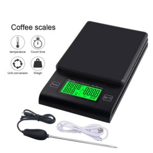 Multifunctional Hand Coffee Scale with Timer Temperature Probe Digital Kitchen Scale LCD Electronic Scale
