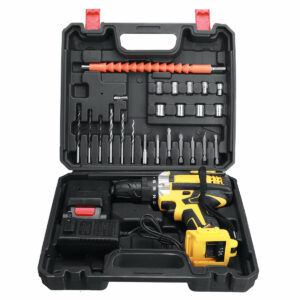 21V Wireless Rechargeable Impact Hammer Drill Electric Screwdriver W/ Battery & Storage Case Screwing Drilling Tool