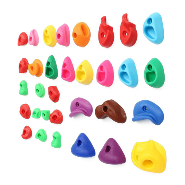 32PCS Textured Climbing Rock Wall Stones Kids Ascender Assorted Color Bolt With Screws