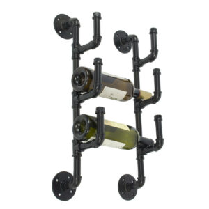 Industrial Vintage Style Quality Iron Storage Rack Bottle Shelf For Kitchen And Bar Made From Industria Pipe Fittings
