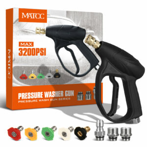 MATCC Pressure Washer Guns Kit 3200PSI Car Power Washer Foam Guns Set with 1/4'' Quick Connector & M22-14/15mm 3/8'' Adapters & 5 Pressure Washer Nozzle Tips