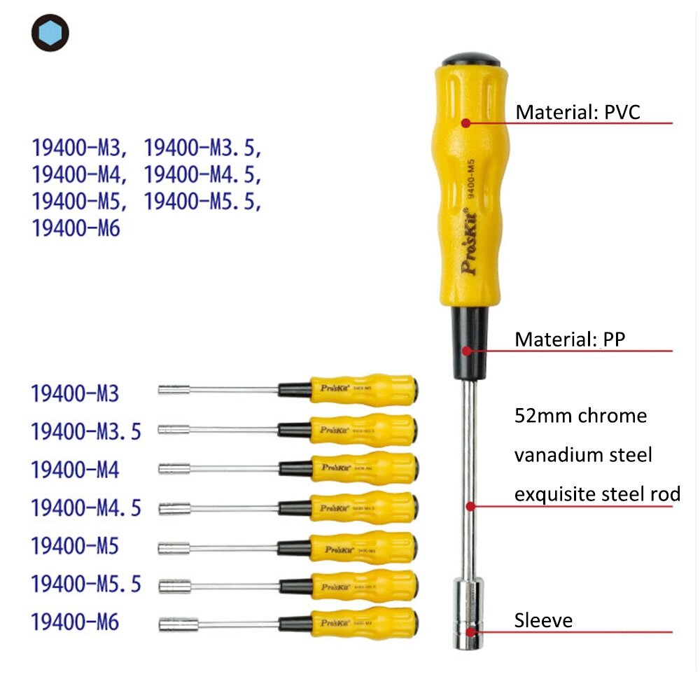 Proskit Pk Precision Screwdriver Set Pcs Mm Outer Hexagon